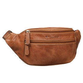 STILORD 'Marian' Belt Bag Leather Vintage for Women and Men Small Waist Bag bumbag for Festival Journey Party Concert in Genuine Leather, Colour:Shiny Cognac Brown