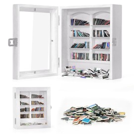 Anxiety Mini Bookshelf Ornament, Miniature Display Bookshelf with 200Pcs Mini Books, Mini Library Bookshelf Decor for Book Lovers Home Room Office, Shake Bookshelf Shake Away Your Anxiety (White)