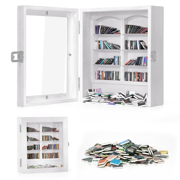 Anxiety Mini Bookshelf Ornament, Miniature Display Bookshelf with 200Pcs Mini