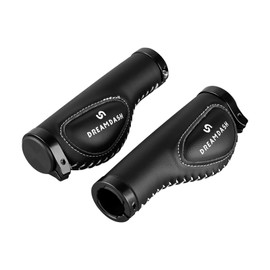 Bicycle Grips for 22.2 mm MTB, E-Bike, Trekking, City, Road Bike, Ergonomic, Microfiber Leather Grip, Shock-Absorbing Memory Foam, Lock-On Aluminum Rings, 130 mm