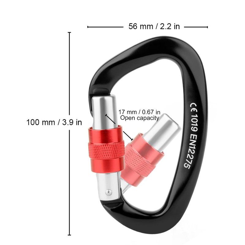 Locking Carabiner - 25kN 5600lb Climbing Carabiner Screw Gate D