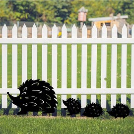 Hedgehog Metal Garden Stakes Set of 4 Garden Ornament Animal Garden Decoration Outdoor Lawn Decorative Garden Accessories Decorative Stakes for Decoration