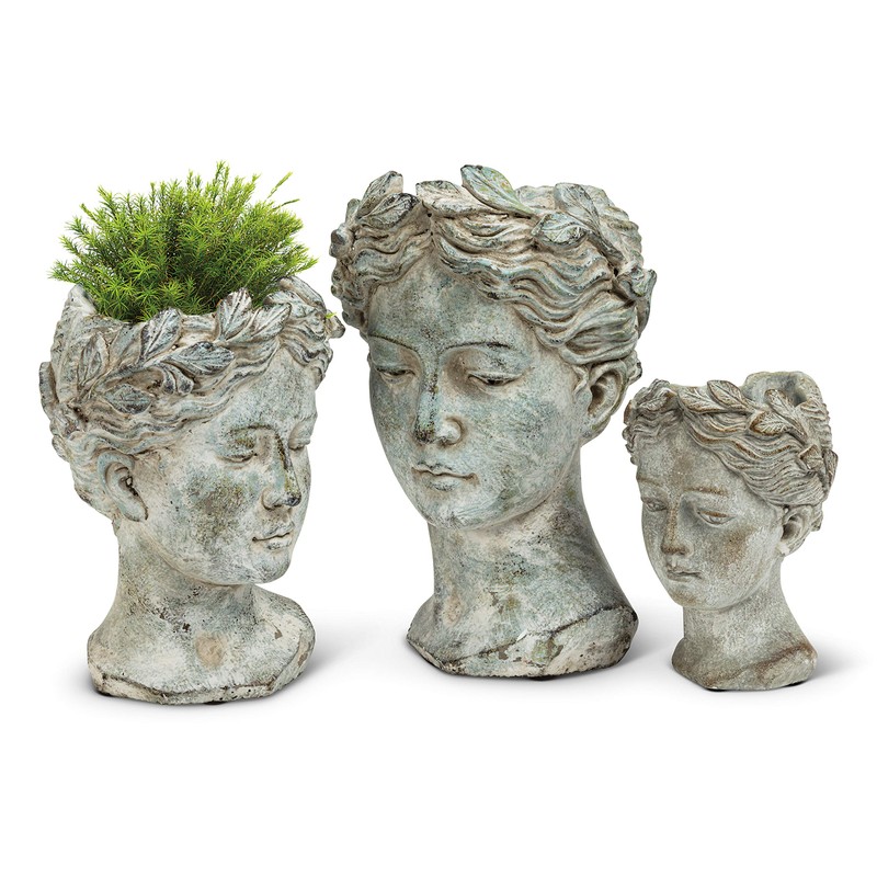 Abbott Collection Goddess Head Planter - Extra Small Cement Indoor