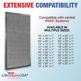 20x30x1 Electrostatic Air Filter, MERV 8, Washable, Reusable Furnace AC/HVAC Filter, Energy Saving, Easy to Clean, Long-Lasting by LifeSupplyUSA