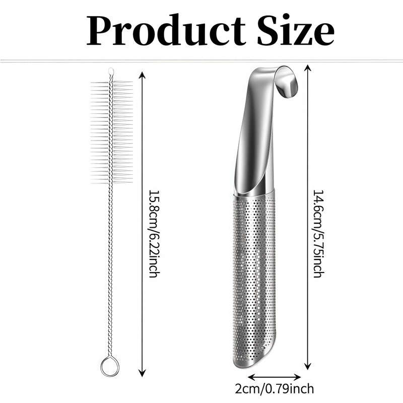 Jindizi Stainless Steel Stick Pipe Tea Steeper Strainer, with Cleaning