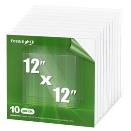 EasBriight 10-Pack of 12×12"×0.02" PET/Plexiglass Sheets, Transparent Flexible Plastic Sheet Panels, for Painting, Crafts, Signs, Picture Frames, Arts, DIY Display Project