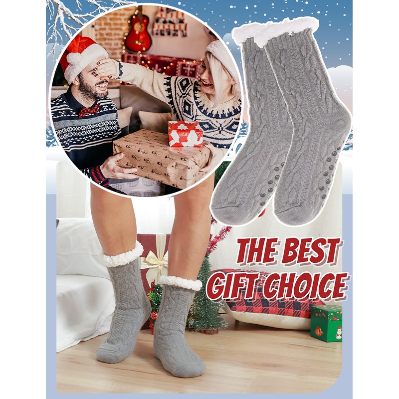 PROETRADE Men's Cuddly Socks Warm Stopper Socks Thick Winter Socks