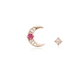[Custom Made] Leo Dear Moon Ruby Unbalanced Constellation Earrings OTE120617B Stone Color / [주문제작] 사자자리 디어문 루비 언발란스 별자리 귀걸이 OTE120617B 스톤컬러