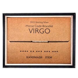 KGBNCIE Morse Code Bracelet 925 Sterling Silver Beads on Silk Cord Secret Message VIRGO Bracelet Gift Jewelry for her