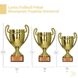 Larius Trophy Honour Prize – Universal Award Trophy with/without Desired Text (with Desired Text, Gold, L)