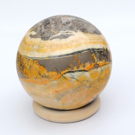 Shelf & Stone - Bumblebee Jasper Sphere for Strength and Direction. Crystal Ball is a Great Desk or Kitchen Buddy to Keep You Energized All Day. Solar Plexus Chakra for Reiki. 2.5" (62-69mm)