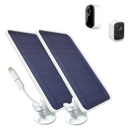 DIANMU Solar Panel for Arlo Essential 2k (2nd Generation), EufyCam 3C/2C Pro/2 Pro/E/SoloCam E40/E20, with 13FT Weatherproof Cable & Aluminum Alloy Mount (2 Pack)