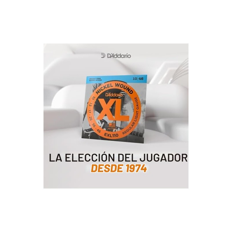 D'Addario XL Nickel EXL110-5P - Cuerdas para guitarra eléctrica, 10-46,