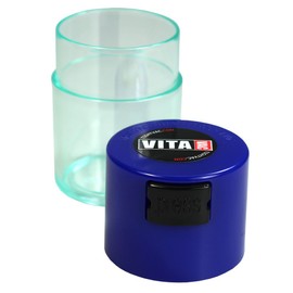 Vitavac - 5g to 20 grams Airtight Multi-Use Vacuum Seal Portable Storage Container for Dry Goods, Food, and Herbs - Dark Blue Clear