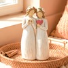 Dekismeos Sister Figurine with Heart, Two Sisters Resin Sculpture as