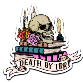 STICKYAME (3pcs) Death by TBR Sticker, Book Lover Stickers, Book Nerd Sticker, Bookish Sticker, Skull Sticker, Funny Skull Stickers, Kindle Stickers, Reading Stickers, Bookish Stickers, Bookish Water