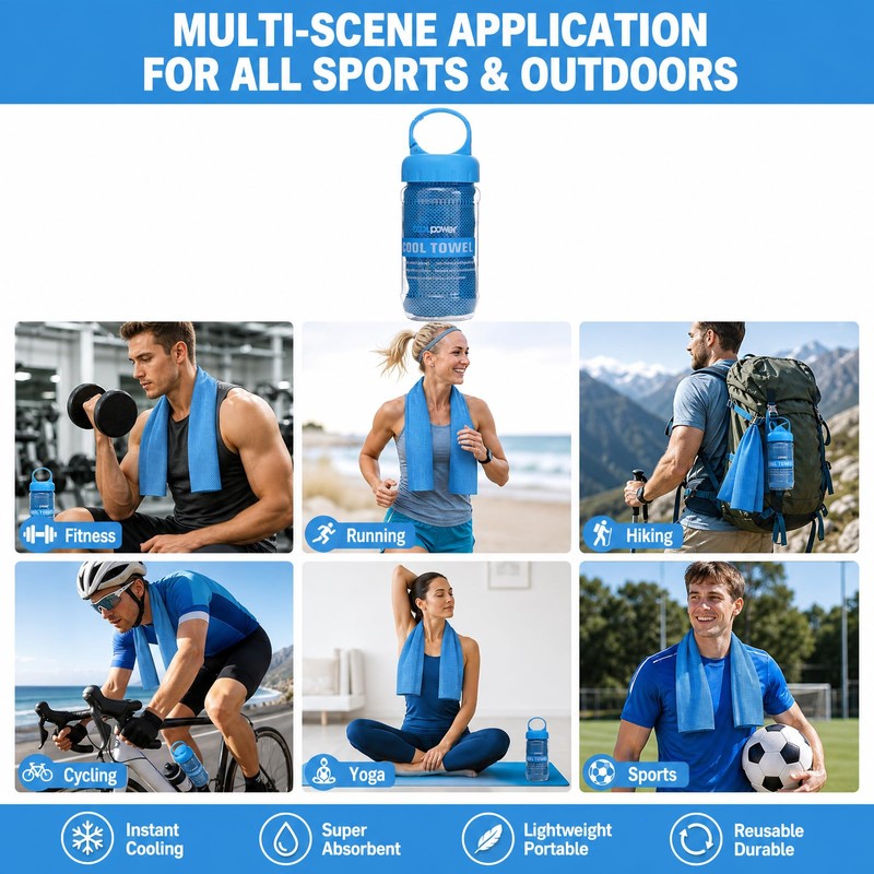 Boyfield Cooling Towel for Neck, Microfibre Ice Cold Towel 30x100cm