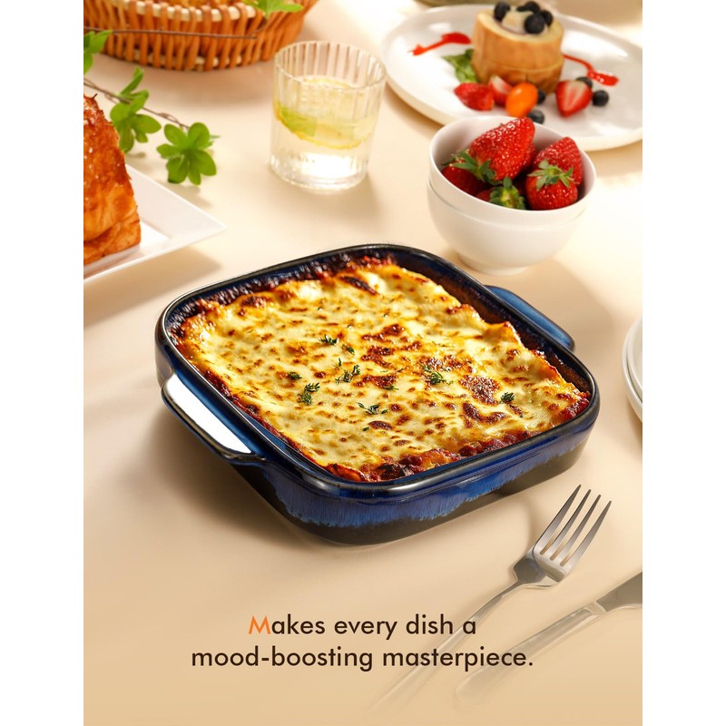 8x8 Baking Pan Ceramic Square Baking Dish Lasagna Pan with