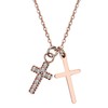 Flonge Women's Double Cross Necklace: Dainty Cubic Zirconia Cross Pendant