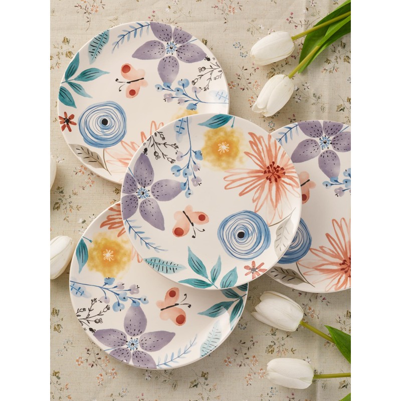 Bico Blossom Symphony Ceramic Salad Plates, 8.75 inch, Set of