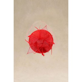 BABEYOND Women's Pillbox Fascinator Hat Kentucky Hat Feather Derby Fascinator Tea Party Fascinator Hat with Veil for Cocktail Red