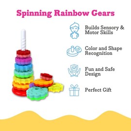 Toddler Tested Spinning Stacker Toy - Rainbow Ring Stacker Montessori Baby Toys for 15 Months+ - Sensory & Learning Toys for Toddlers for Boys & Girls
