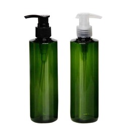 2PCS 250ML/8.3oz Plastic Green Pump Packing Bottles Jars Makeup Cosmetic Bath Shower Liquid Shampoo Storage Holder Containers with Black and Clear Pump Tops