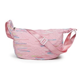 AfitLulu Crossbody Bag Women's Lightweight Shoulder Bag with Widened and Adjustable Shoulder Strap, Exquisite Colourful Embroidered Threads Shoulder Bag Women for Shopping Travel, pink