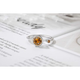 Qings November Birthstone Ring Adjustable Open Topaz Rings for Women