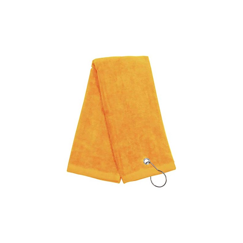 Gold 100% Cotton Golf Towel Tri-Fold with Grommet & Hook