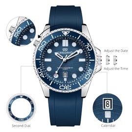 OXFANITE Mens Watches Waterproof Rubber Band Watch for Men Luminous Hands and Date Display Wrist Watch 6303-Blue
