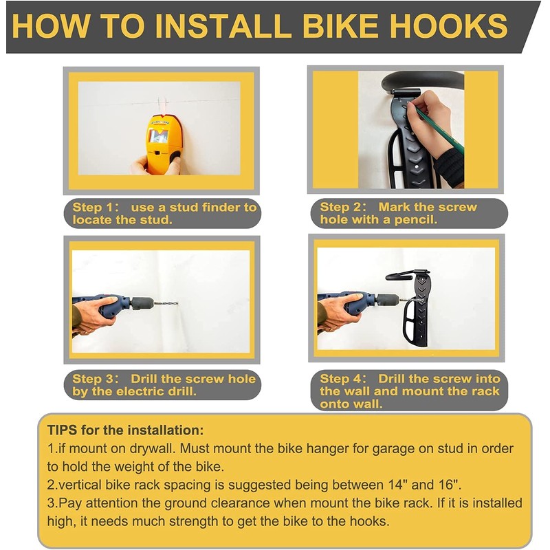 Soporte De Gancho Fijo para Colgar Bicicletas con Protector De