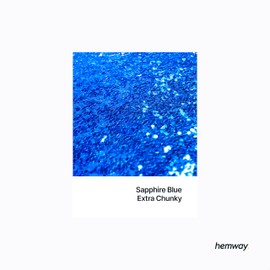 Hemway Premium Ultra Sparkle Glitter Multi Purpose Metallic Flake for Arts Crafts Nails Cosmetics Resin Festival Face Hair - Sapphire Blue - Extra Chunky (1/24" 0.040" 1mm) 100g / 3.5oz