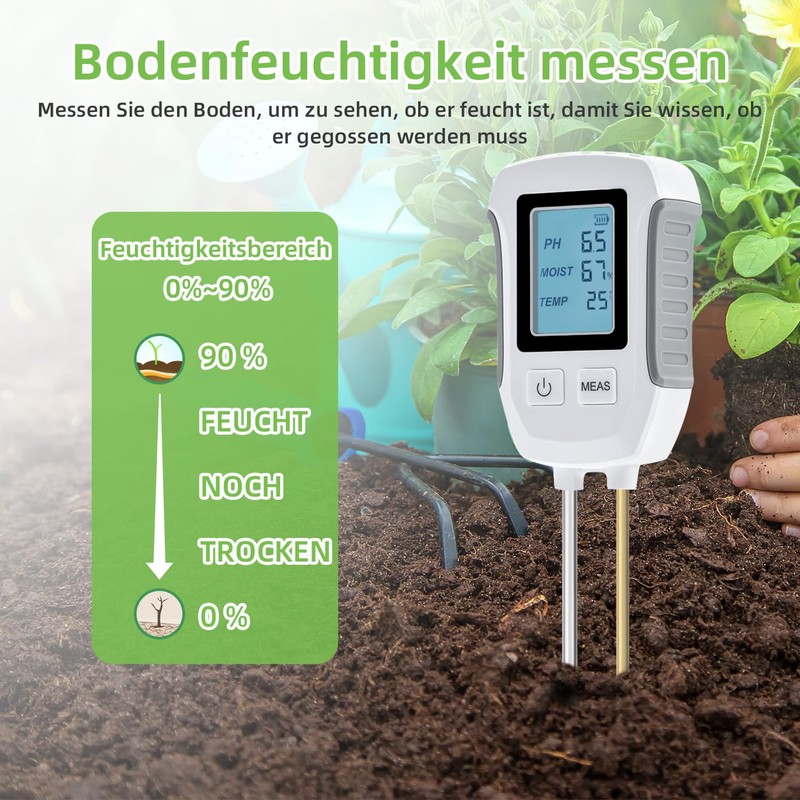 Tolesum 3-in-1 Soil Meter, PH Value Soil Meter, Digital Soil