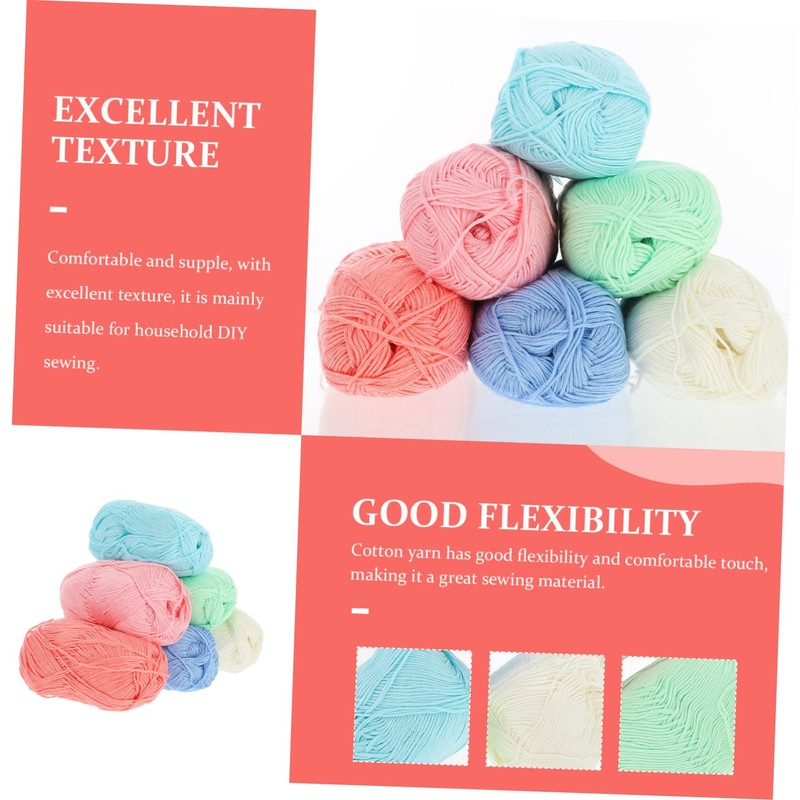 OHPHCALL 6 Rolls DIY Cotton Yarn for Crocheting Soft Skin