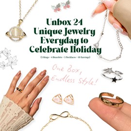 Jewelry Advent Calendar 2025, 24 Surprise Jewelry Collection with Bracelets, Rings, Necklaces & Earrings, 24 Days Festive & Fun Holiday Countdown, Advent Calendar for Wife, Mom, Bestie, Friend