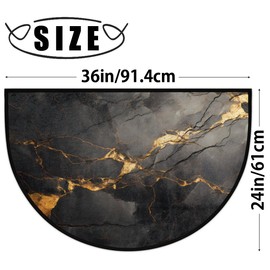 Eizlang Half Round Door Mat Non Slip Bath Mats Half Circle Front Porch Rugs Funny Shower Mat for Living Room Bedroom Kitchen Bathroom Home Decor Gifts Black Gold Marble(112)