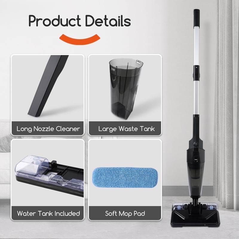 REECOO Stick Vacuum Cleaner with 3 Mop Pads Electirc Mop