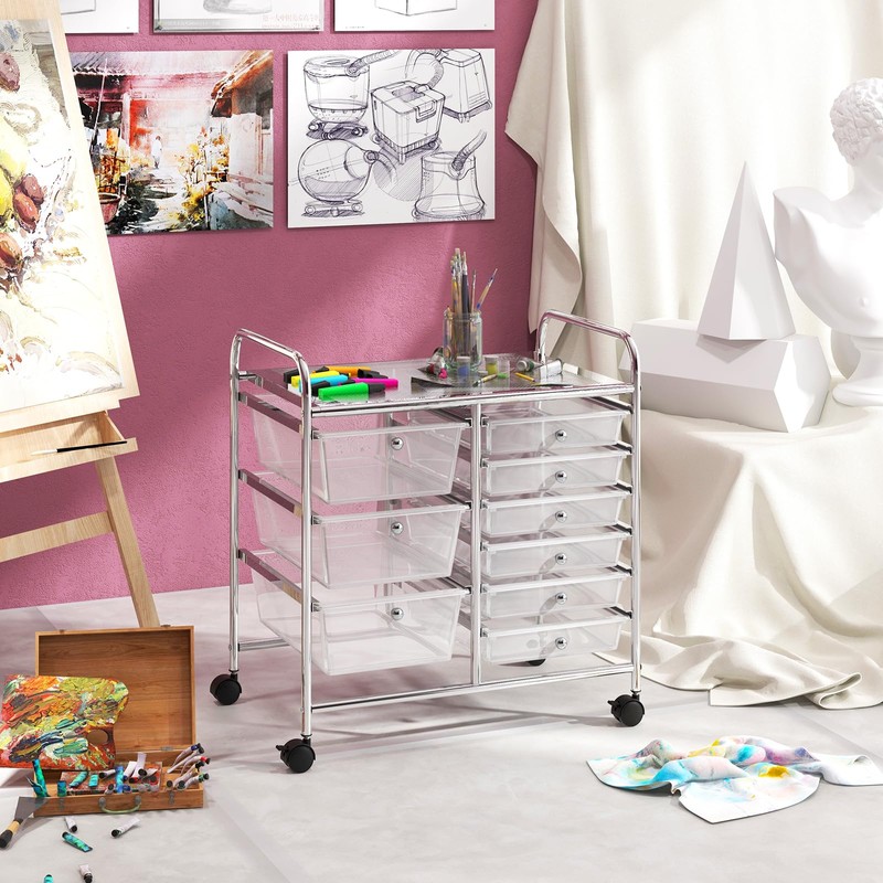 RELAX4LIFE 9 Drawer Rolling Storage Cart - Mobile Drawer Carts