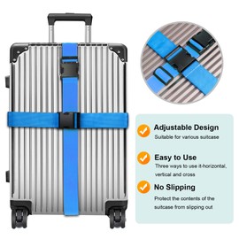 Collwait Luggage Straps for Suitcases TSA Approved, Travel Belt Suitcase Belt, Suitcase Straps TSA Approved, Luggage Belt Strap TSA Approved, Travel Straps for Luggage, Luggage Band Bag Straps, Blue