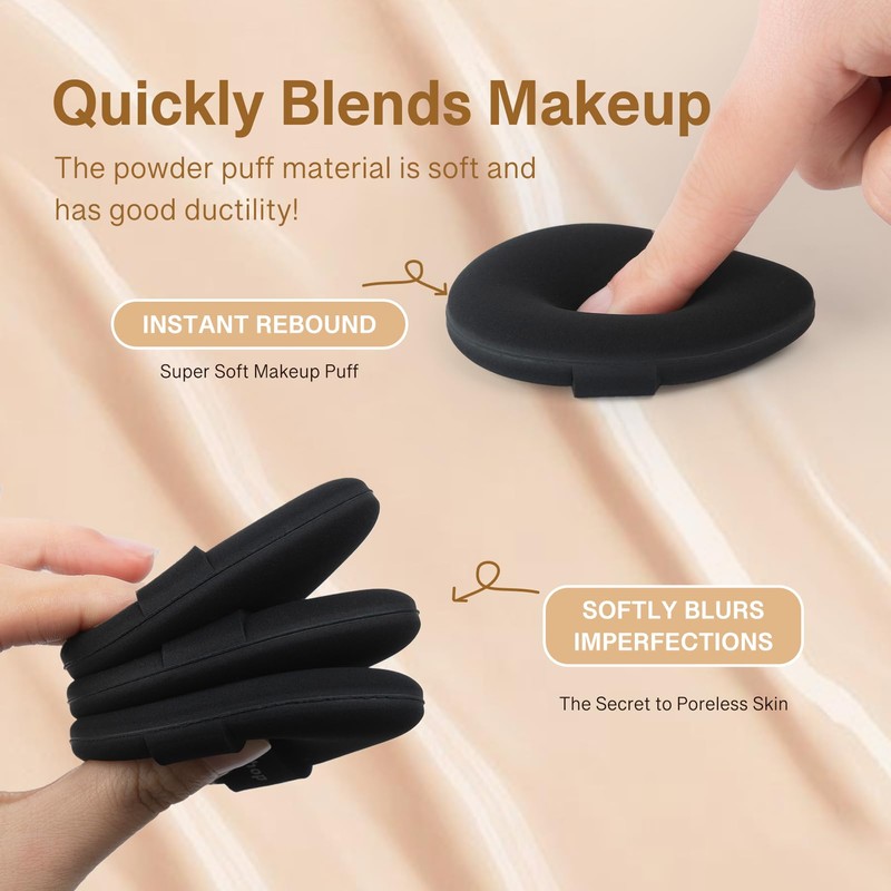 TATAMI Black Makeup Puff Set (Flat + Egg Shape) Rubycell,Cushion