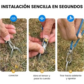 Musotica Herramientas de apriete de Cuerda y Tensor Ajustador con Rodillos de Latón Liberación Rápida para Paracord Tiendas de Campaña y Sujeción de Carga 2 Cuerdas 6 Ganchoscon Estuche