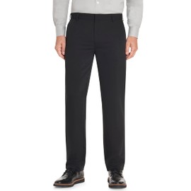 Van Heusen Men's Wrinkle Free Stretch Flat Front Dress Pant, Black, 38W x 30L