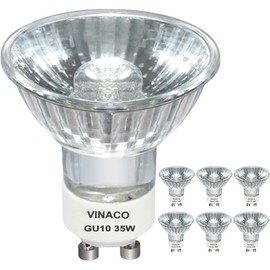 Vinaco GU10 C 120V 35W Bulb Dimmable, 6 Pack High Output 380LM GU10 C 110V 35W Candle Warmer Warm White 2800K, Long Lasting GU 10 Halogen Bulbs No Flicker for Candle Warmer Lamp & Track Lighting
