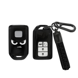 ACEBOY for Honda Key Fob Cover, 360 Degree Protection Soft TPU Key Case with Keychain for CRV Civic Accord HRV Pilot Odyssey Fit JED CRZ Smart Remote Key(Black,3/5 Buttons)