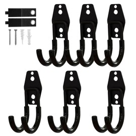 CRXCRC Garage Hooks, 6 Pack Small Round Wall Hooks for Hanging Heavy Duty Ladders, Bikes, Tools Ideal for Garage, Garden, Basement Utility Room Storage (Black)