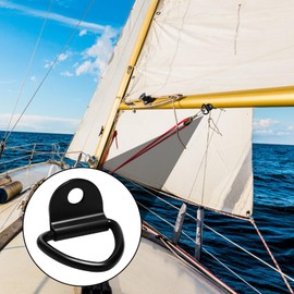 6 Pack Tie Down Anchors Heavy Duty Tie Down Lashing Rings, V Mounting Ring Lashing Eyelets Steel Truck Tie Down Hooks Load Anchor for Trailer Boat Cargo (Black)