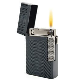 Visol Hubbard Traditional and Torch Flame Refillable Gas Lighter, Flint and Windproof Adjustable Flame Lighter (Shipped Without Butane) (Barley Black)