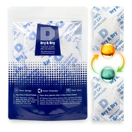 Dry & Dry 20 Gram [5 Packs] Orange Indicating(Orange to Dark Green) Mixed Silica Gel Packets - Food Safe Rechargeable Silica Packets Desiccants Silica Gel Packs Silica Gel Packets