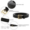 Gusti Sarina Simple Slim Leather Belt with Golden Buckle Waist
